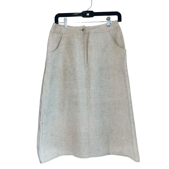 Bill Atkinson Vintage Womens Skirt Size 10 Beige A Line Midi Pockets Classic